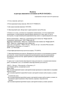 Выписка из реестра лицензий ООО Нефролайн-М (лист 1)